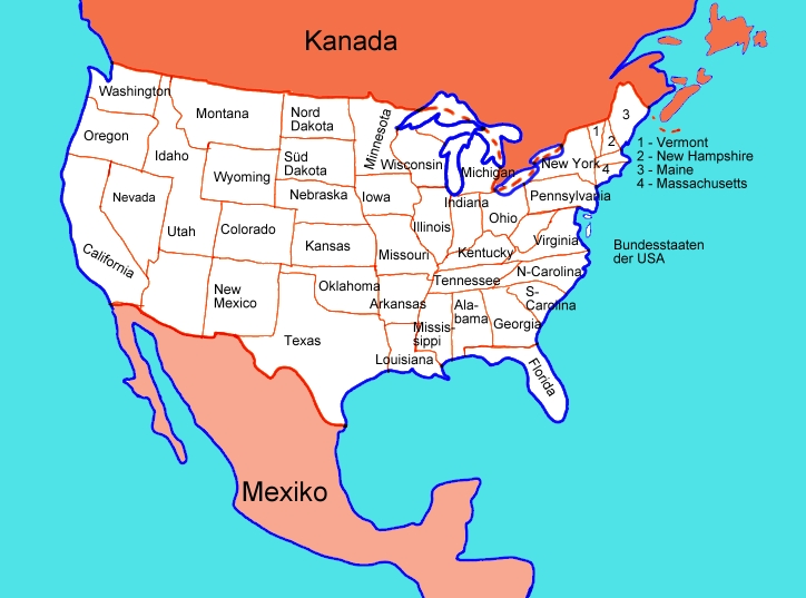 Karte: Bundesstaaten der USA - Medienwerkstatt-Wissen © 2006-2021