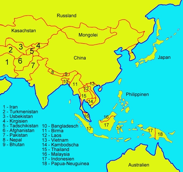 Ost Asien Karte | goudenelftal