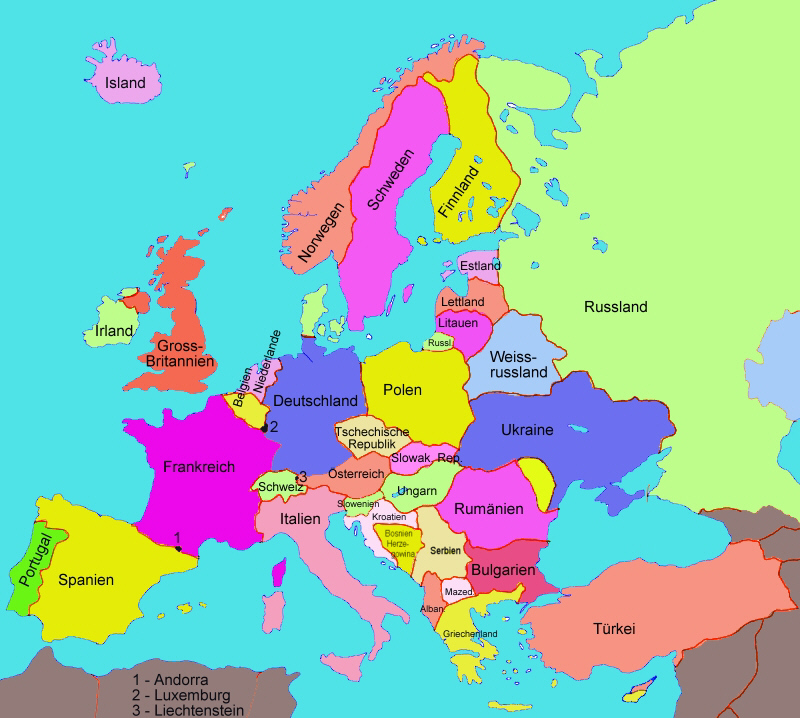 Karte von Europa: Staaten - Medienwerkstatt-Wissen © 2006-2021