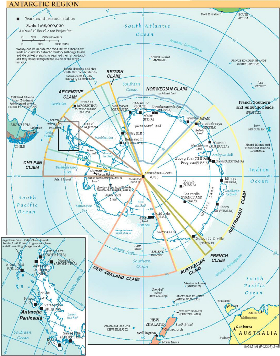 Karte der Antarktis - Medienwerkstatt-Wissen © 2006-2021 Medienwerkstatt