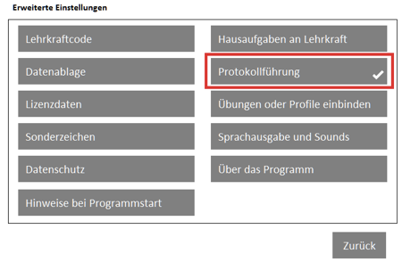Lehrkraft Modus-Protokoll-abschaltbar
