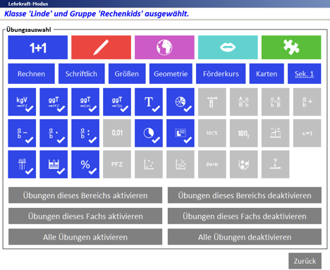 Lehrkraft Modus-Uebungseinstellungen