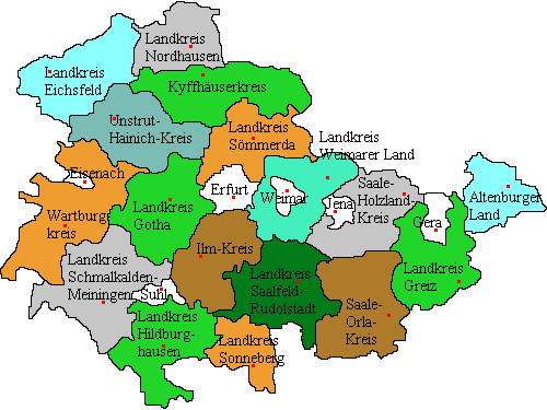 Land- und Stadtkreise in Thüringen - Medienwerkstatt-Wissen © 2006-2021
