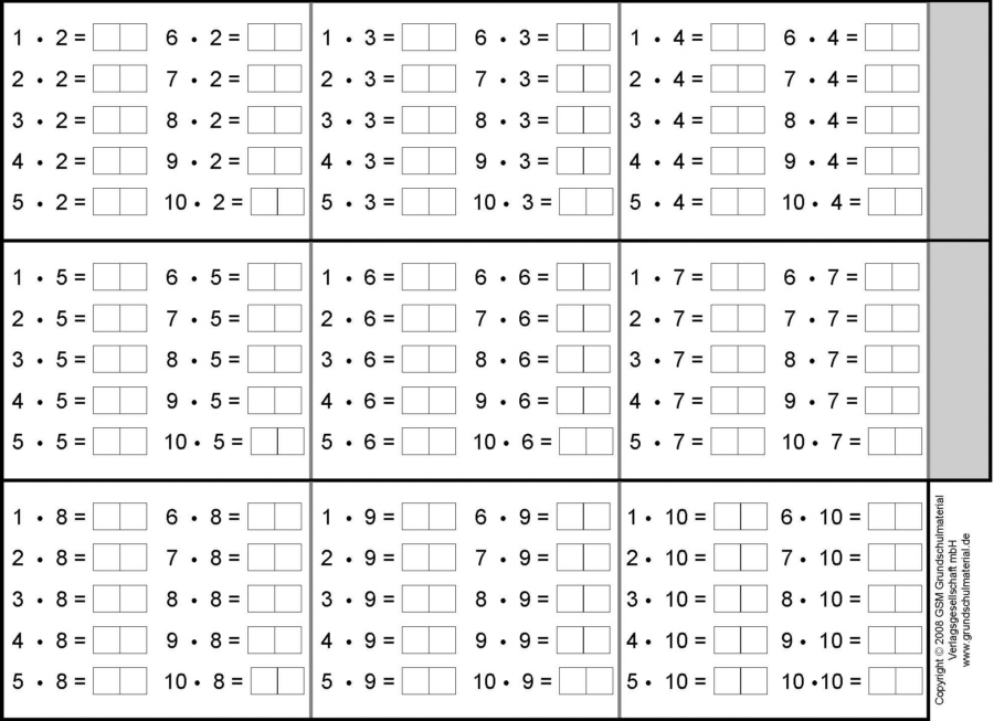 Тест таблицы деления