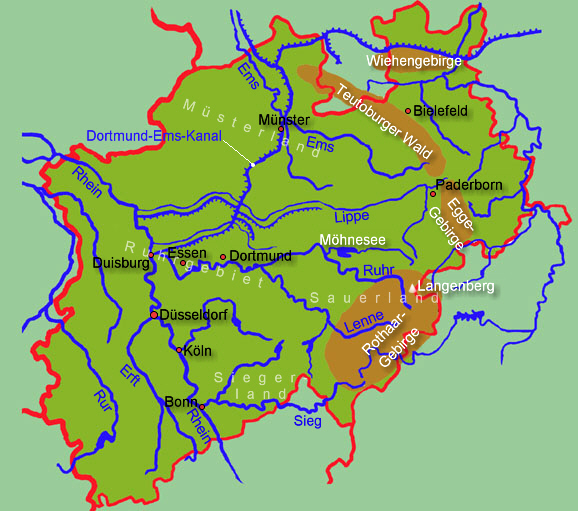 Nordrhein Westfalen Karte / Karte Von Nordrhein Westfalen Als