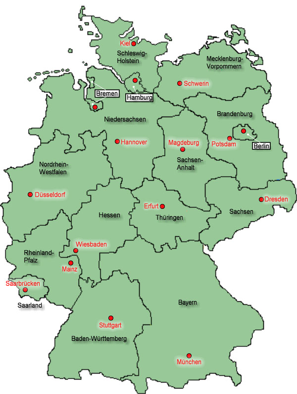 Karte der Bundesländer - Medienwerkstatt-Wissen © 2006-2017 Medienwerkstatt