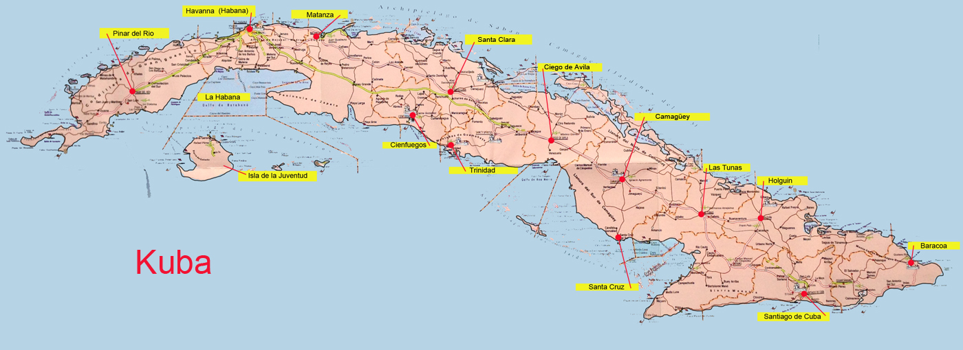 Karte von Kuba -2 - Medienwerkstatt-Wissen © 2006-2017 Medienwerkstatt