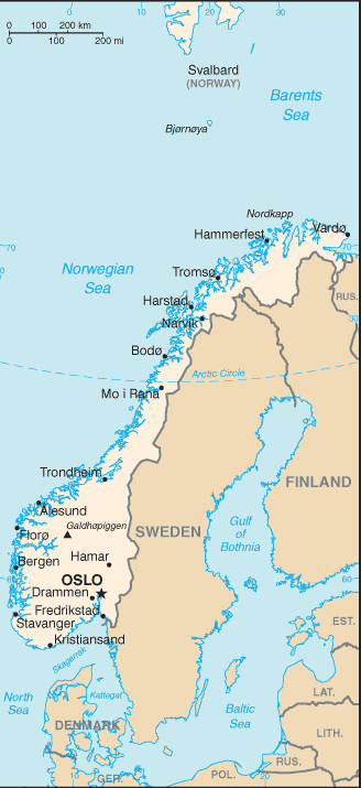 Landkarte von Norwegen - Medienwerkstatt-Wissen © 2006-2023 Medienwerkstatt