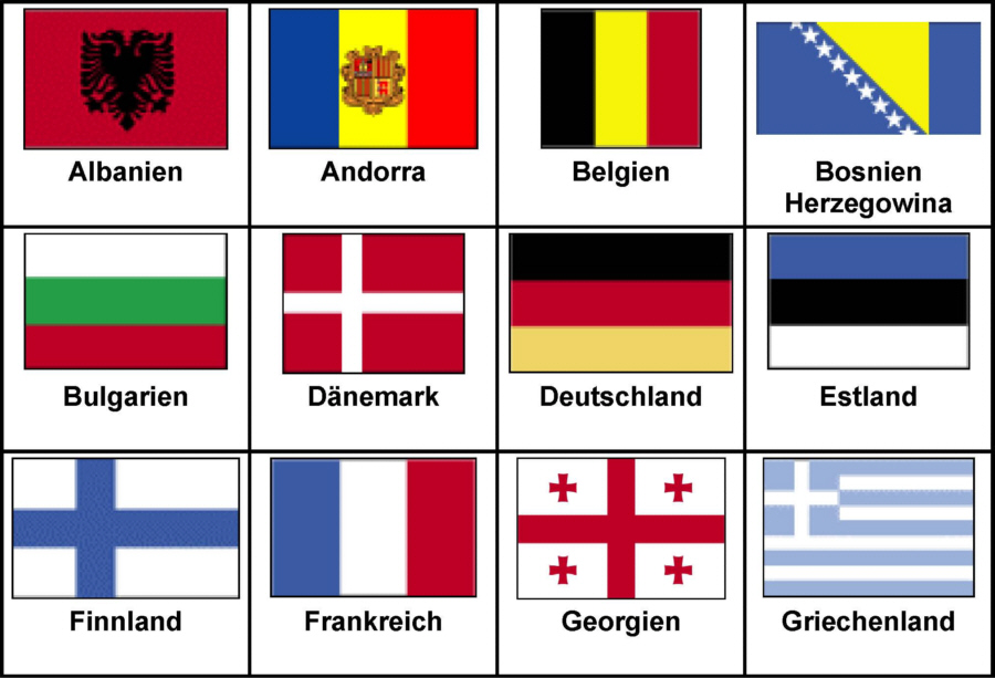 Flaggen der europäischen Länder in alphabetischer Reihenfolge -  Medienwerkstatt-Wissen © 2006-2024 Medienwerkstatt