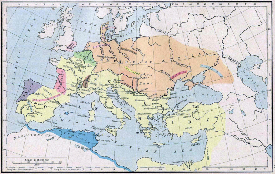 Karte: Die Ausdehnung des Römischen Reiches um 450 - Medienwerkstatt