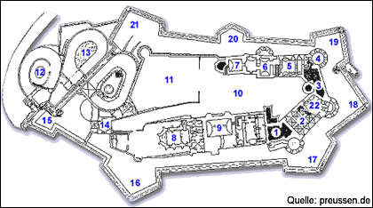 Die Bauteile der Burg Hohenzollern - Medienwerkstatt-Wissen © 2006-2017