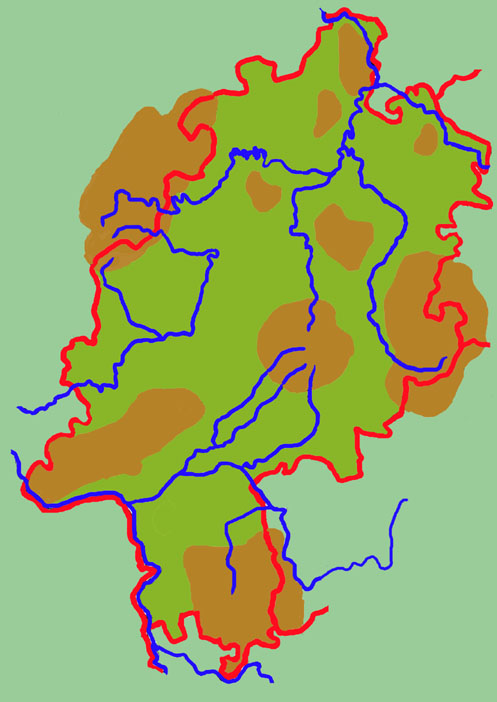 Hessen - unbeschriftete Landkarte - Medienwerkstatt-Wissen © 2006-2023