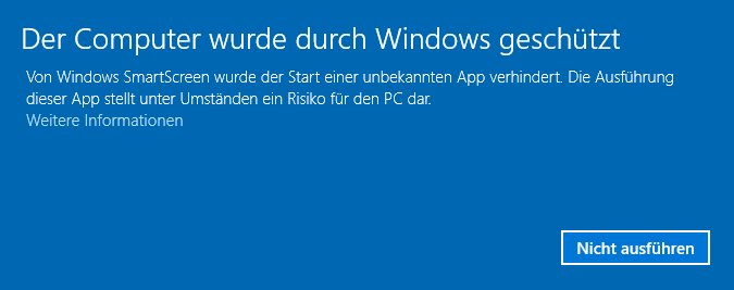 Windows 10 Ausführungswarnung