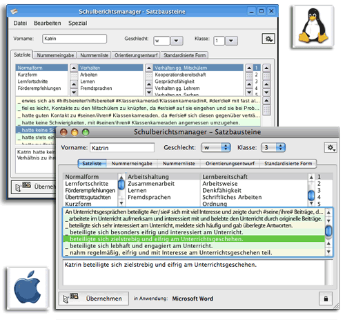 Bildschirm Mac- und Linux-Version